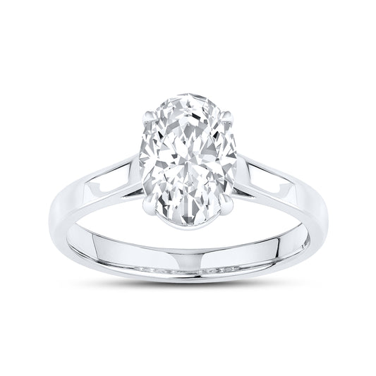 14KT White Gold 2 CTW Lab diamond Oval Shape Solitaire Ring