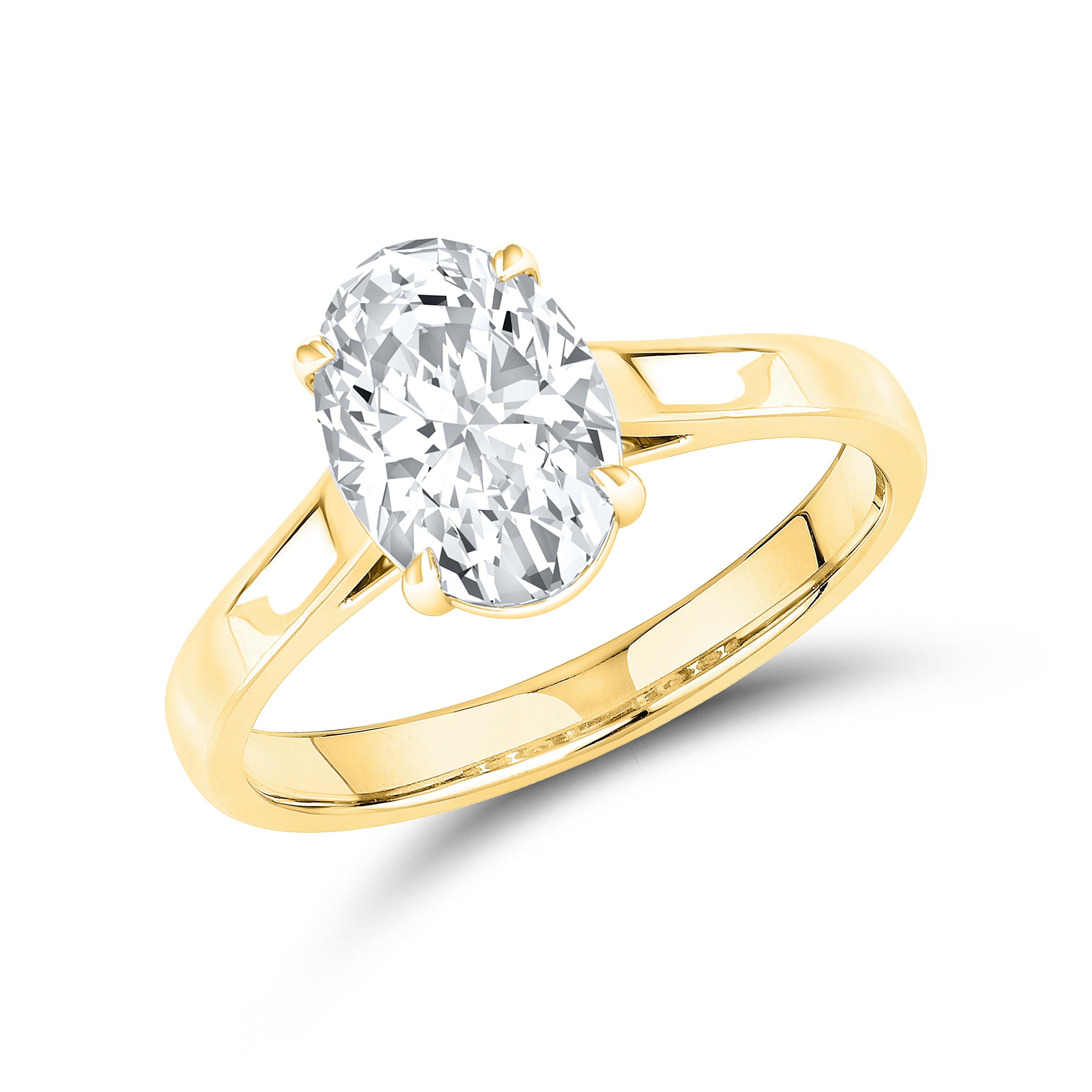 14KT Yellow Gold 2 CTW Lab diamond Oval Shape Solitaire Ring