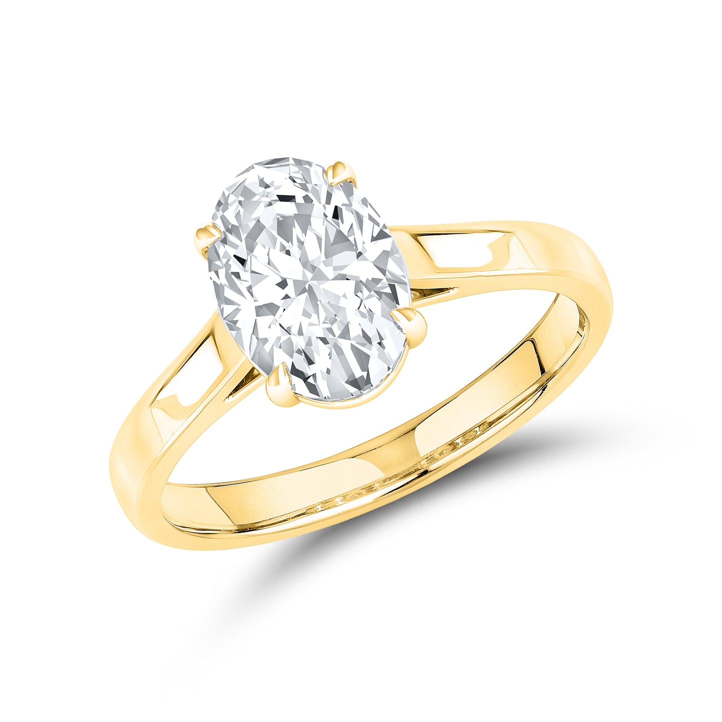 14KT Yellow Gold 2 CTW Lab diamond Oval Shape Solitaire Ring