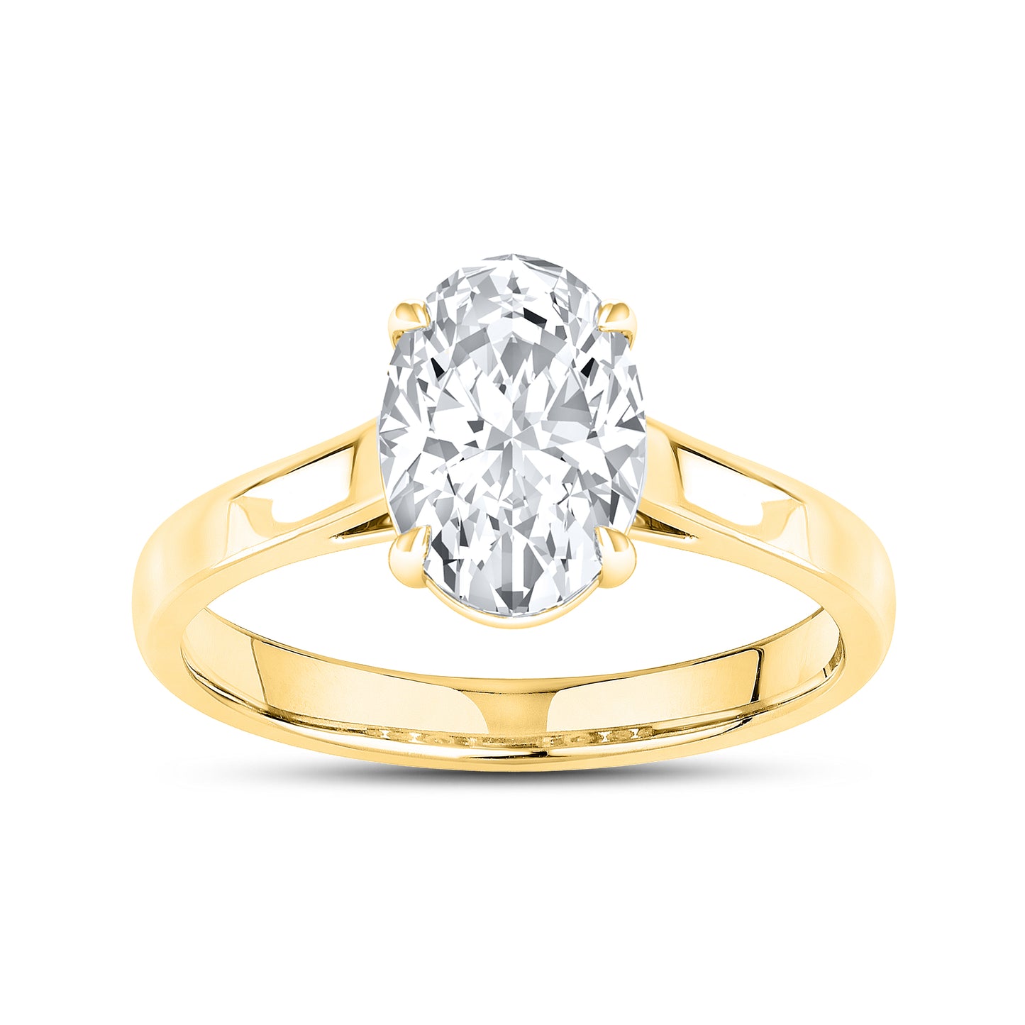 14KT Yellow Gold 2 CTW Lab diamond Oval Shape Solitaire Ring