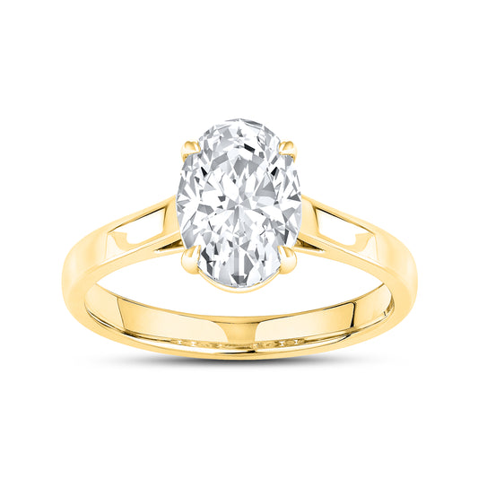 14KT Yellow Gold 2 CTW Lab diamond Oval Shape Solitaire Ring