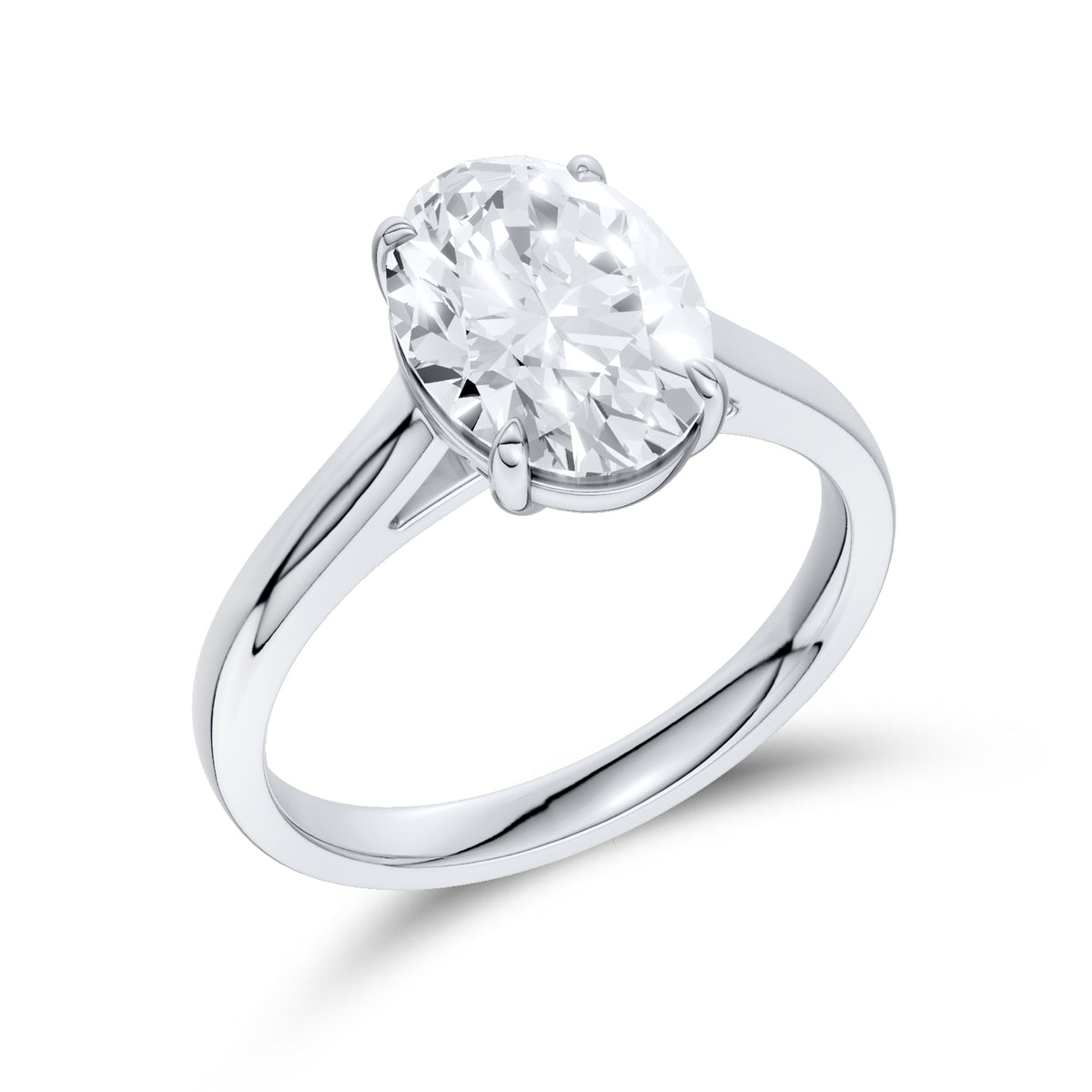 14kt White Gold 2.50 CTW OVAL SHAPE Lab Diamond Solitaire Ring