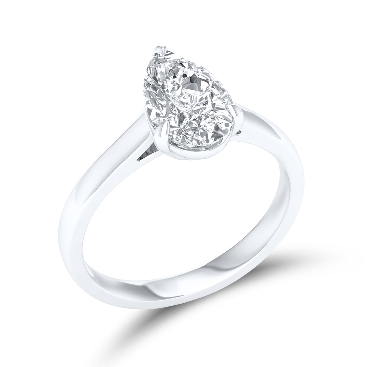 14kt White Gold 2 CTW Lab Diamond Pear Shape Solitaire Ring
