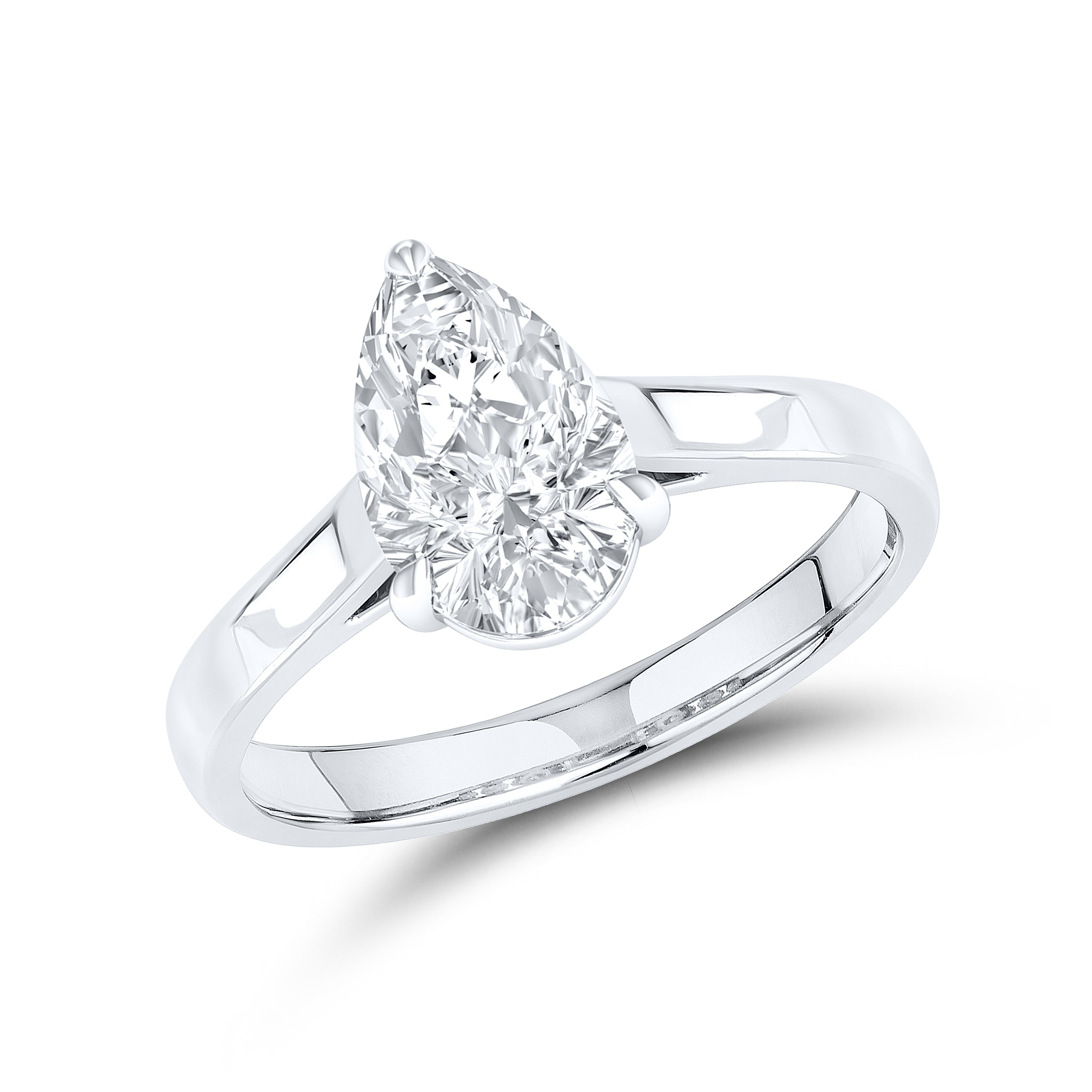 14kt White Gold 2 CTW Lab Diamond Pear Shape Solitaire Ring