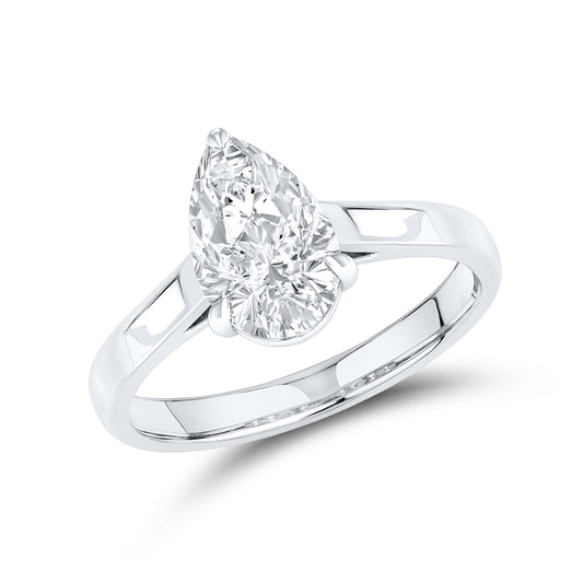 14kt White Gold 2 CTW Lab Diamond Pear Shape Solitaire Ring