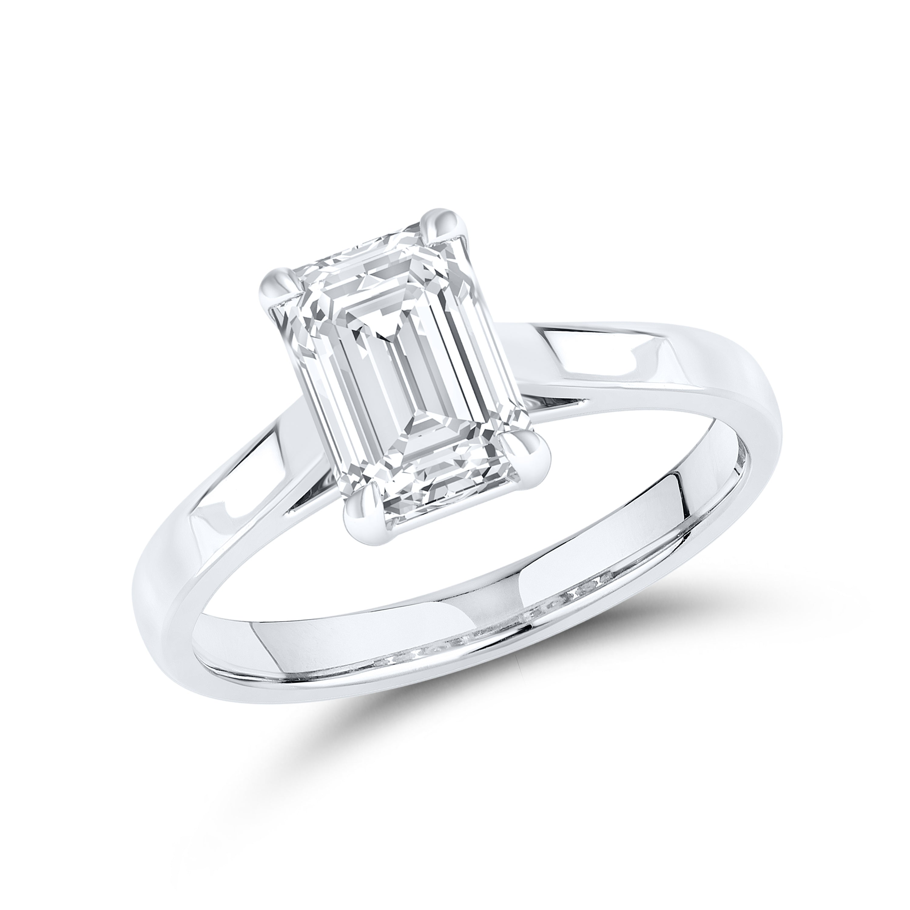 14kt White Gold 2 CTW Lab Diamond Emerald Shape Solitaire Ring