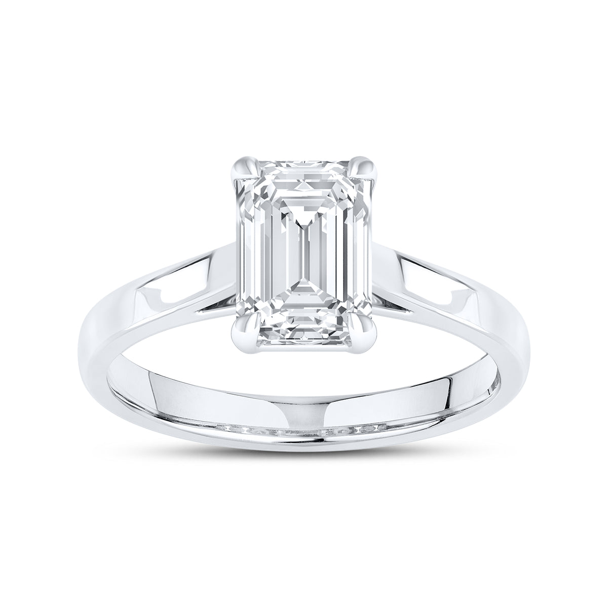 14kt White Gold 2 CTW Lab Diamond Emerald Shape Solitaire Ring