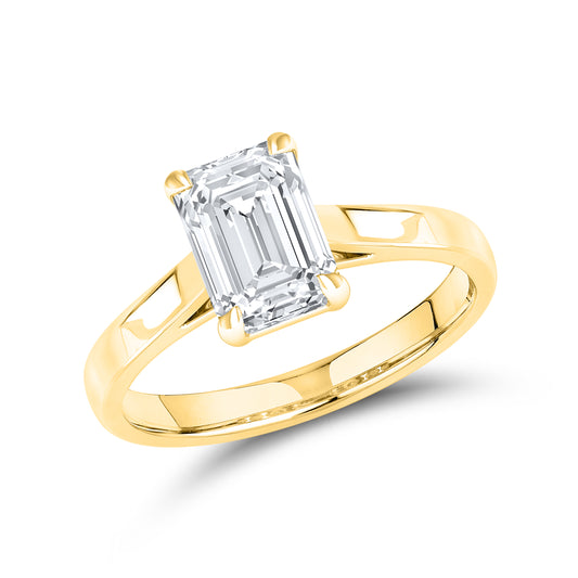 14kt Yellow Gold 2 CTW Lab Diamond Emerald Shape Solitaire Ring