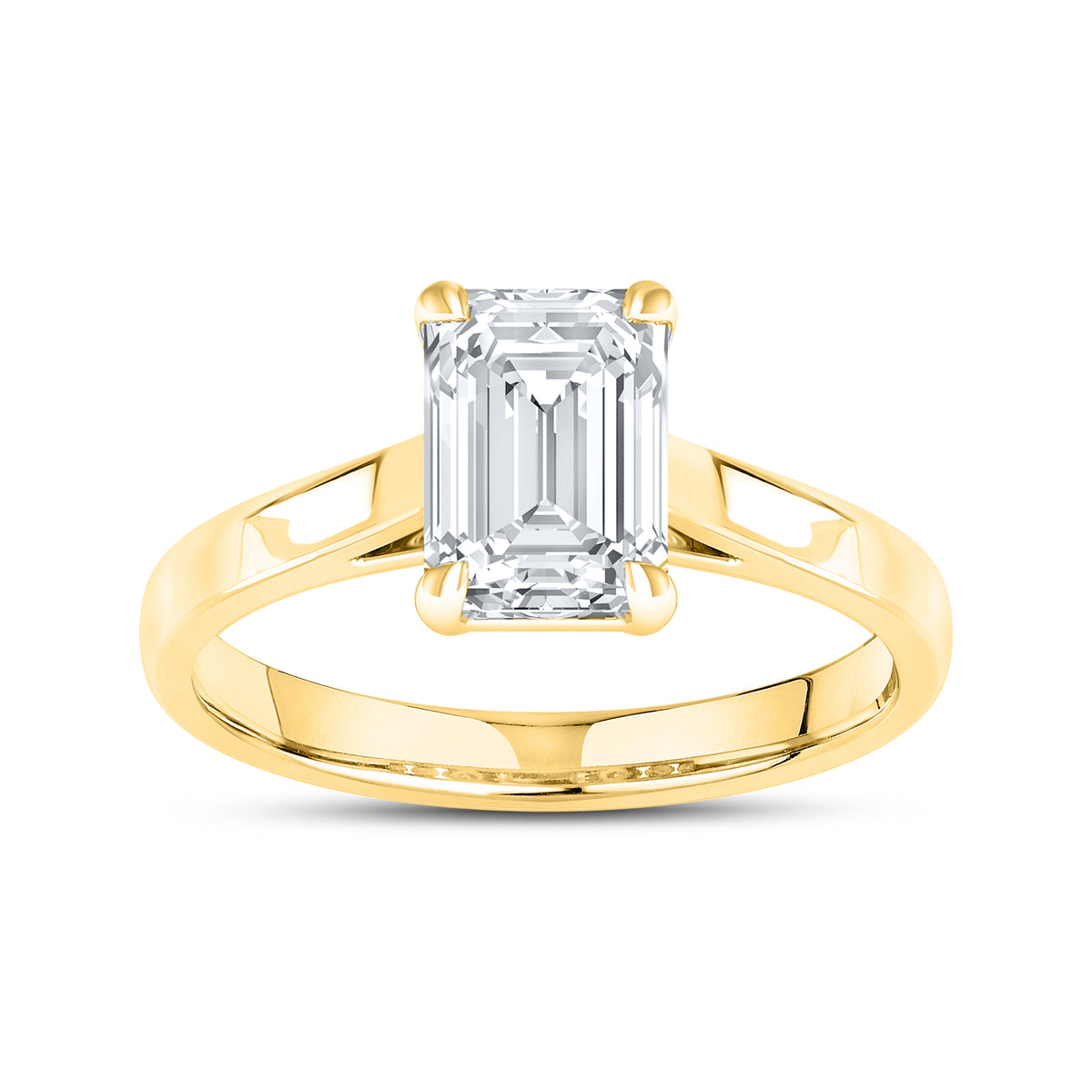 14kt Yellow Gold 2 CTW Lab Diamond Emerald Shape Solitaire Ring