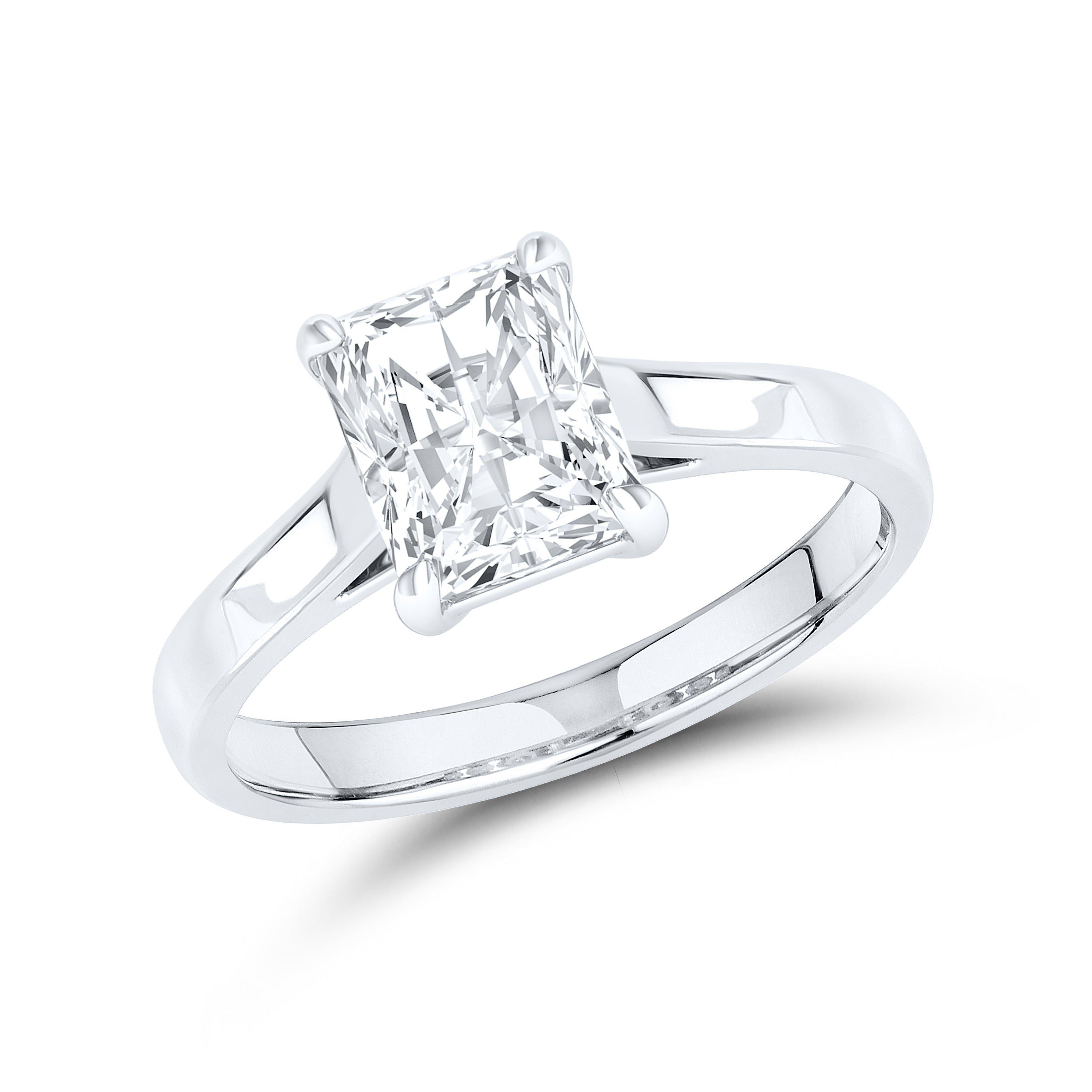 14KT White Gold 2 CTW Lab diamond Radiant Shape Solitaire Ring
