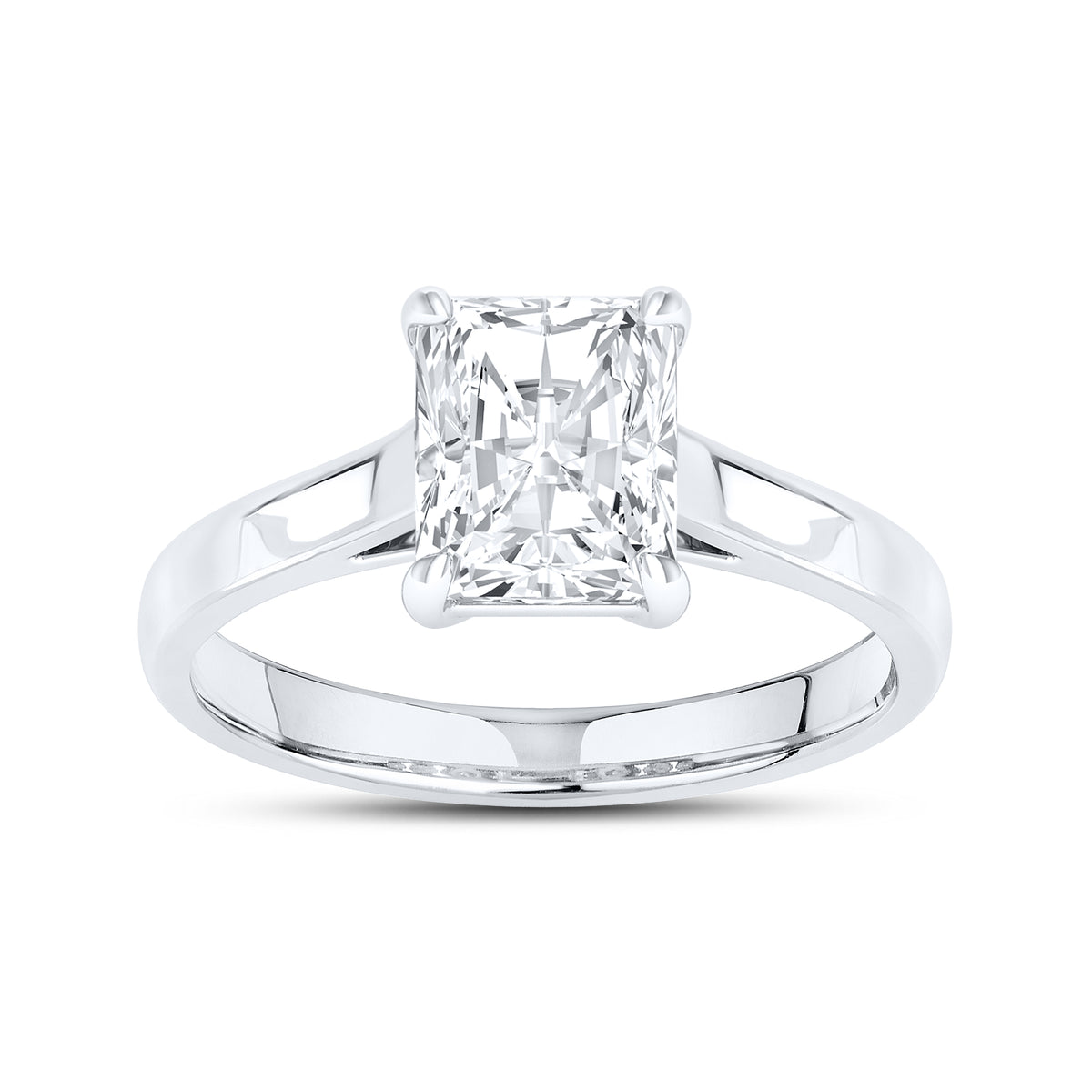 14KT White Gold 2 CTW Lab diamond Radiant Shape Solitaire Ring