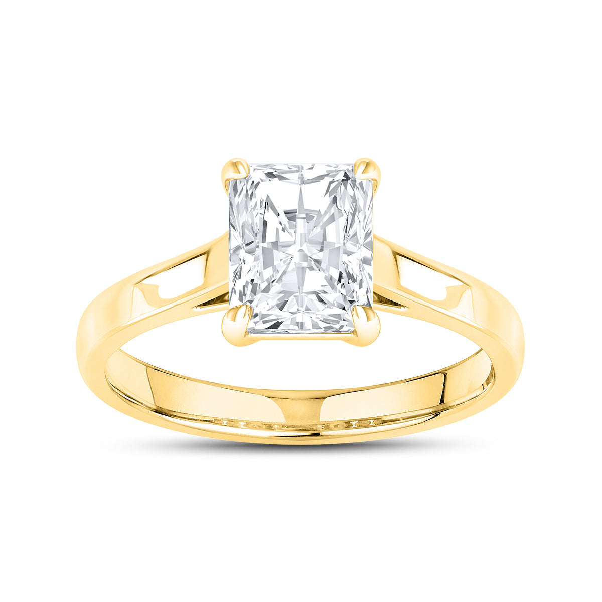 14KT Yellow Gold 2 CTW Lab diamond Radiant Shape Solitaire Ring