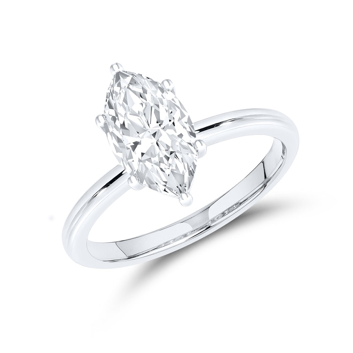 14KT White Gold 2 CTW Lab diamond Marquise Shape Solitaire Ring