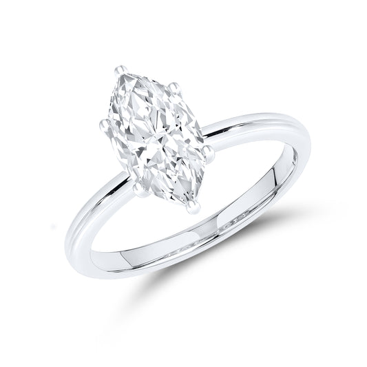 14KT White Gold 2 CTW Lab diamond Marquise Shape Solitaire Ring