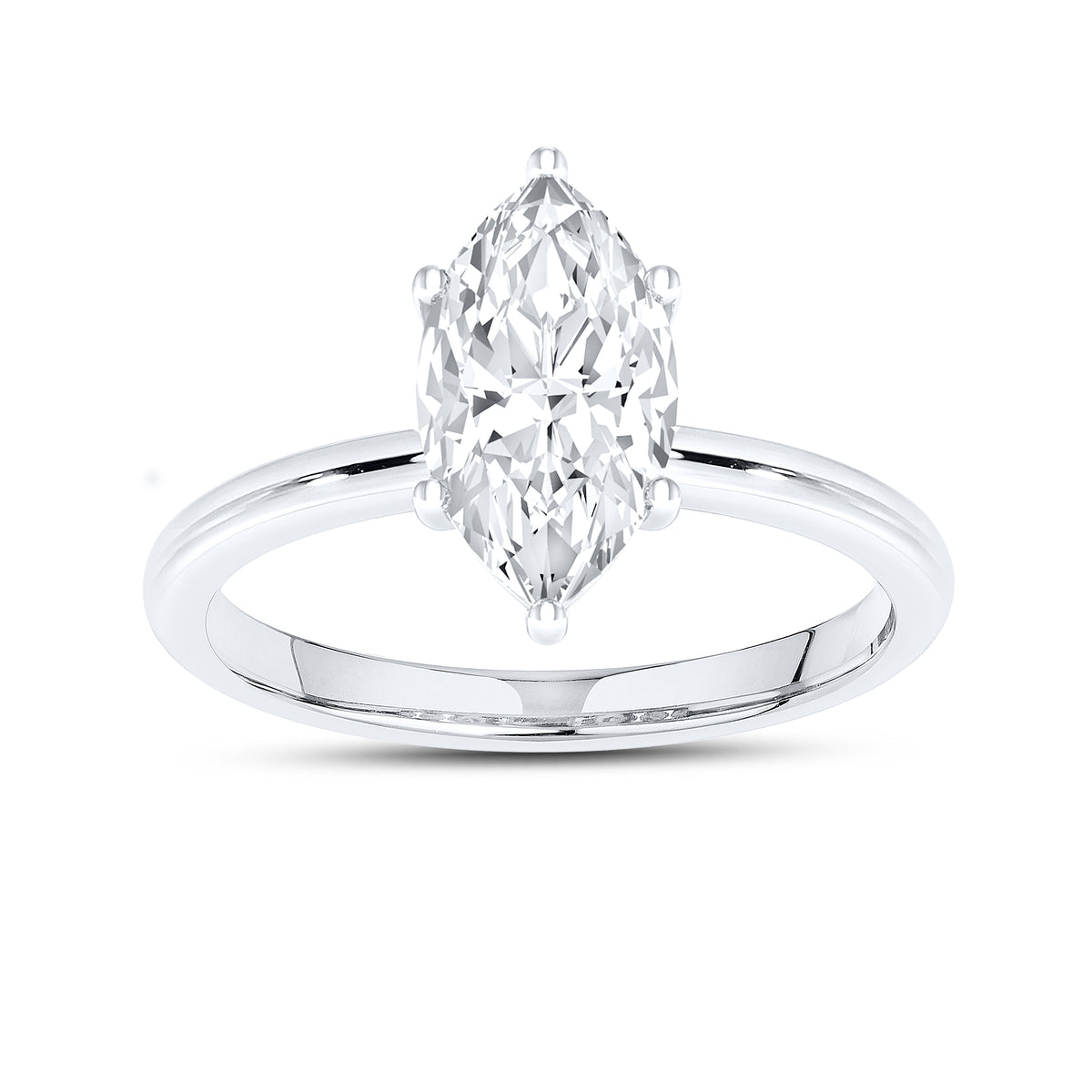 14KT White Gold 2 CTW Lab diamond Marquise Shape Solitaire Ring