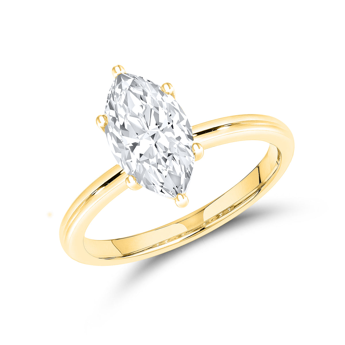 14KT Yellow Gold 2 CTW Lab diamond Marquise Shape Solitaire Ring