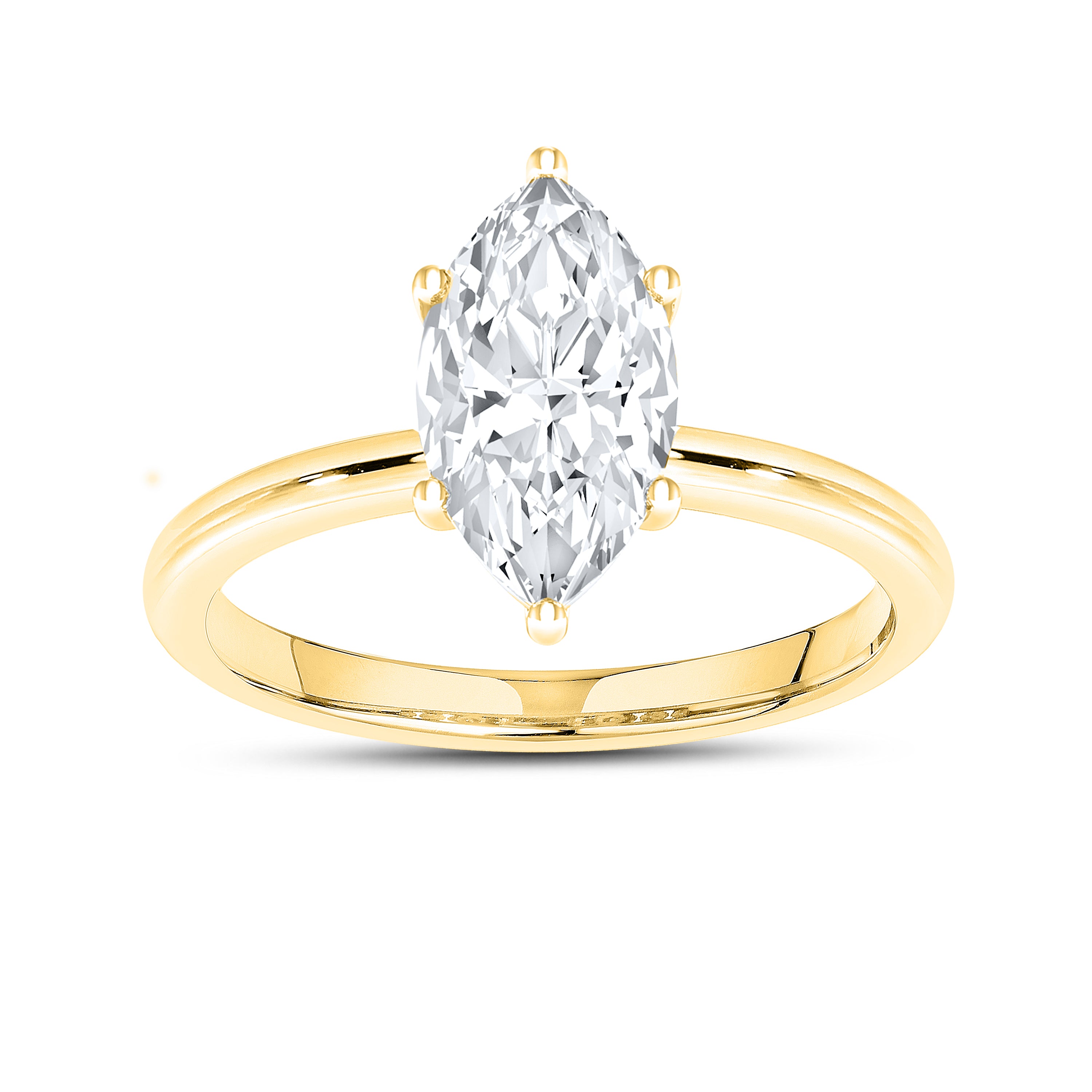 14KT Yellow Gold 2 CTW Lab diamond Marquise Shape Solitaire Ring