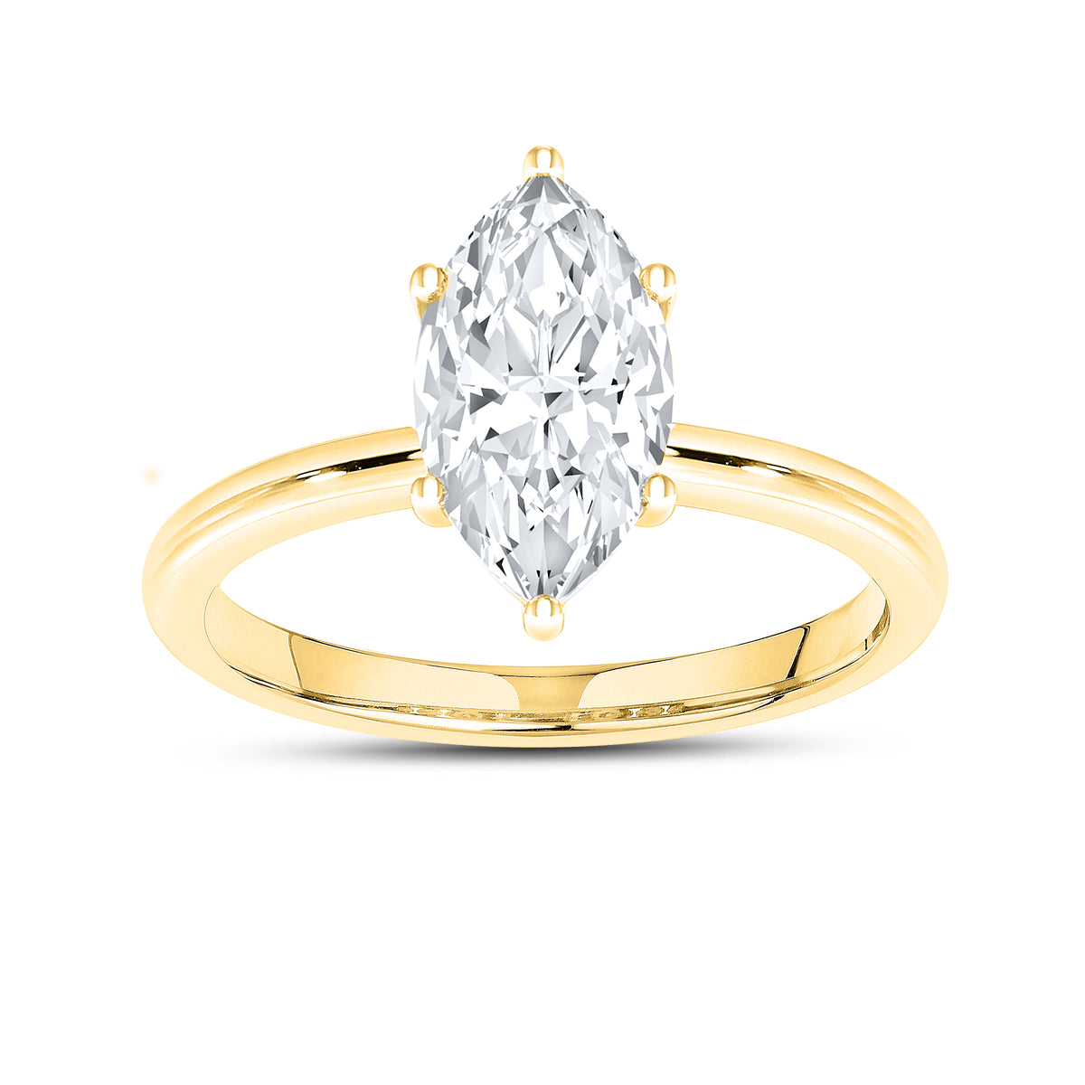 14KT Yellow Gold 2 CTW Lab diamond Marquise Shape Solitaire Ring
