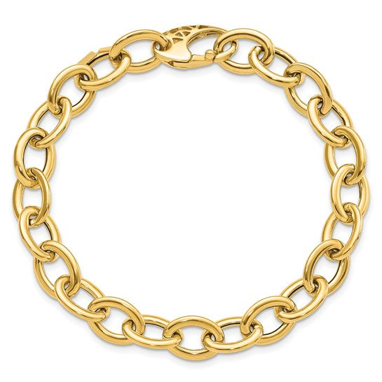 14kt Yellow Gold Polished Fancy Oval Link Bracelet