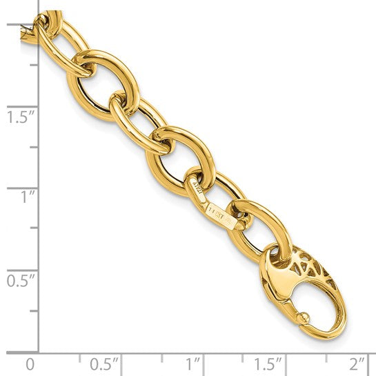 14kt Yellow Gold Polished Fancy Oval Link Bracelet