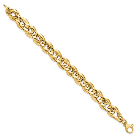 14kt Yellow Gold Polished Fancy Link 7.5 inch Bracelet