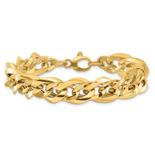 14kt Yellow Gold Polished Fancy Link 7.5 inch Bracelet