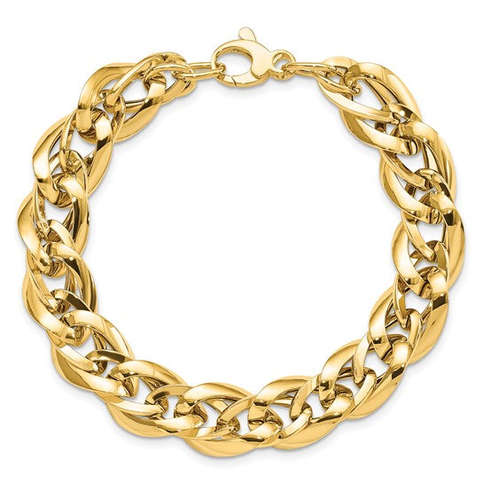 14kt Yellow Gold Polished Fancy Link 7.5 inch Bracelet