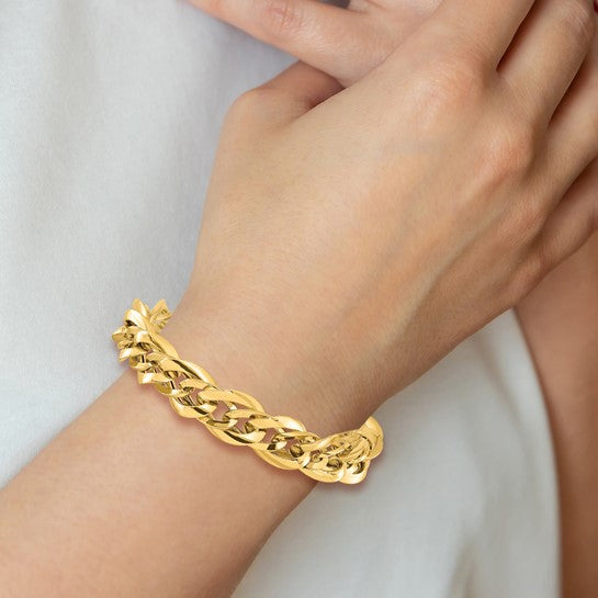 14kt Yellow Gold Polished Fancy Link 7.5 inch Bracelet