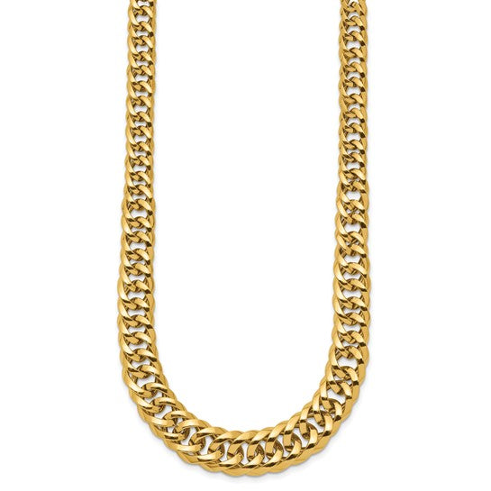14kt Yellow Gold Polished Fancy Graduated Curb Chain Necklace