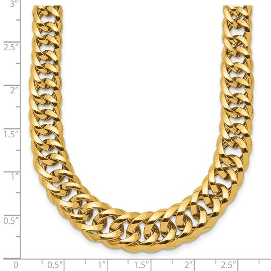 14kt Yellow Gold Polished Fancy Graduated Curb Chain Necklace