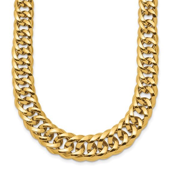 14kt Yellow Gold Polished Fancy Graduated Curb Chain Necklace