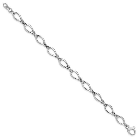 14kt White Gold Fancy Link 7.5in Bracelet