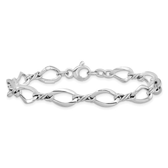 14kt White Gold Fancy Link 7.5in Bracelet