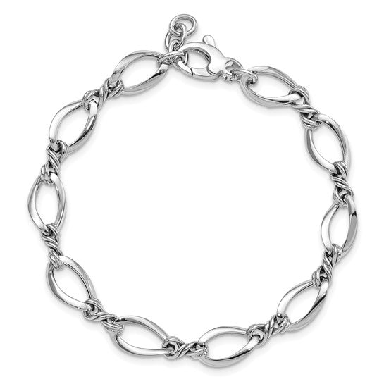 14kt White Gold Fancy Link 7.5in Bracelet