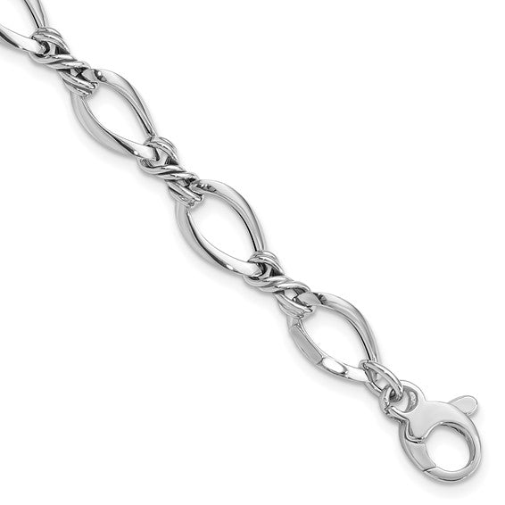 14kt White Gold Fancy Link 7.5in Bracelet