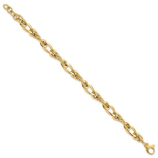 14kt Yellow Gold Polished Fancy Link 7in Bracelet