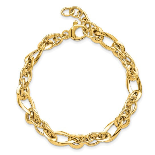 14kt Yellow Gold Polished Fancy Link 7in Bracelet