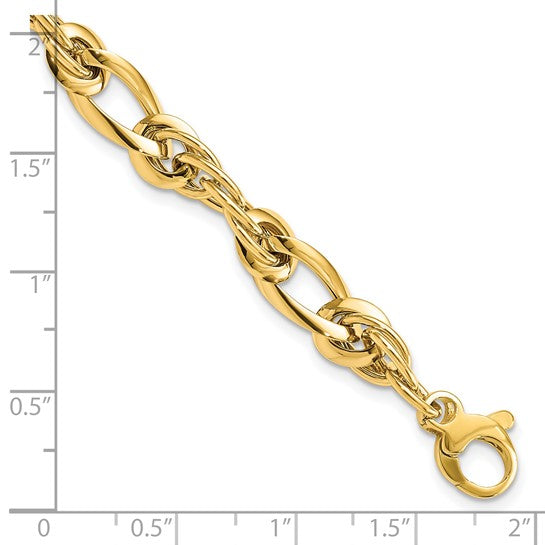 14kt Yellow Gold Polished Fancy Link 7in Bracelet