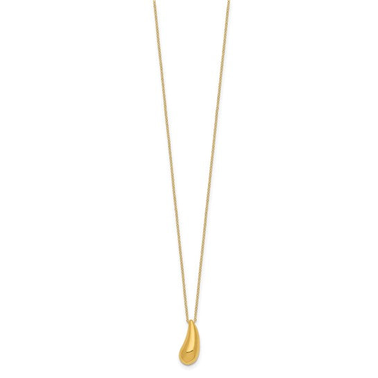 14kt Yellow Gold Polished Puffed Teardrop 18in Necklace