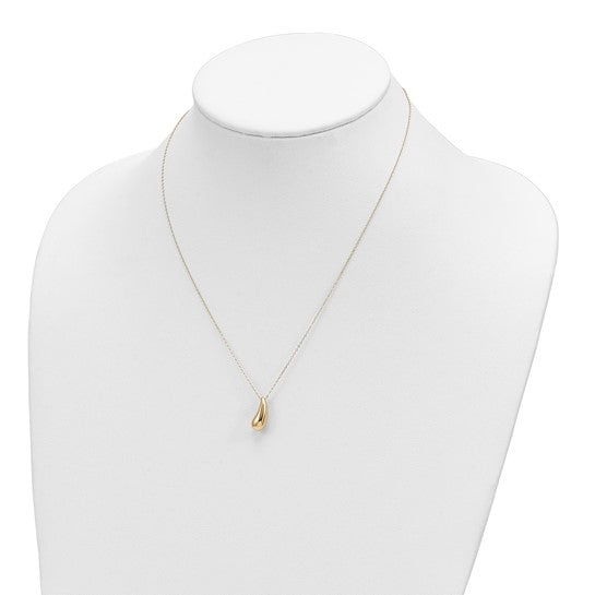 14kt Yellow Gold Polished Puffed Teardrop 18in Necklace