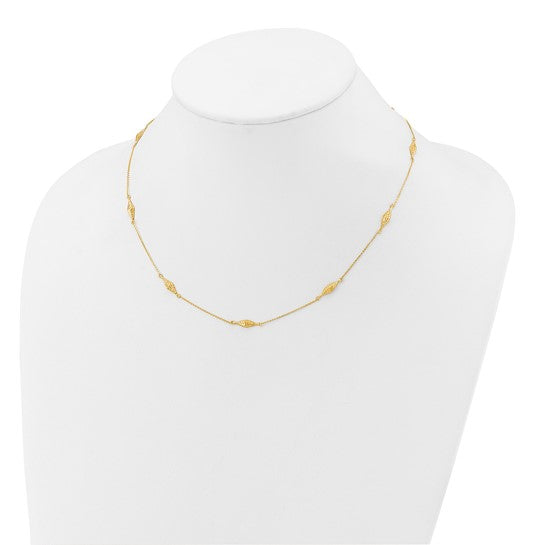 14kt Yellow Gold Polished and D/C Fancy Beaded 18in Necklace