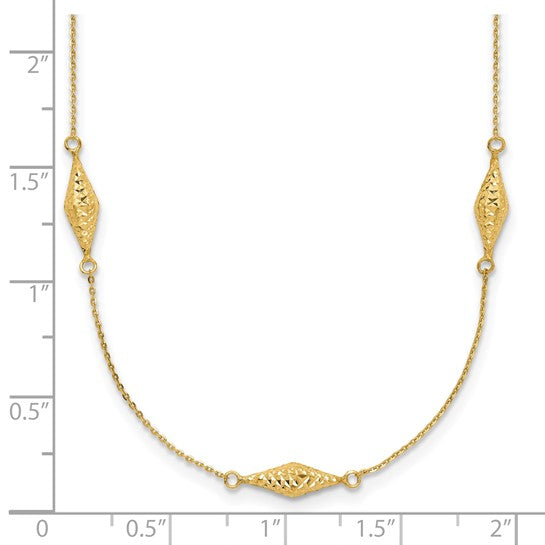 14kt Yellow Gold Polished and D/C Fancy Beaded 18in Necklace
