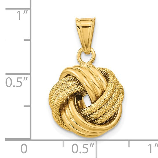 14kt Yellow Gold Polished Textured Love Knot Pendant