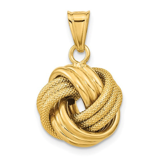14kt Yellow Gold Polished Textured Love Knot Pendant