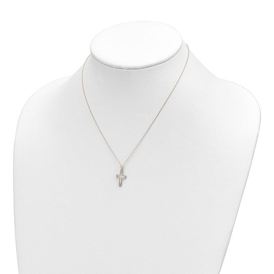 14kt Yellow Gold Polished CZ Cross Pendant Necklace