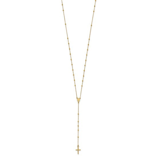 14kt Yellow Gold Polished Rosary 24 inch Necklace