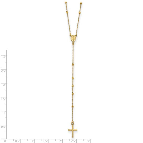 14kt Yellow Gold Polished Rosary 24 inch Necklace