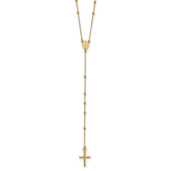 14kt Yellow Gold Polished Rosary 24 inch Necklace