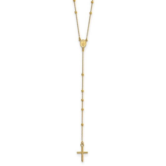 14kt Yellow Gold Polished Rosary 24 inch Necklace