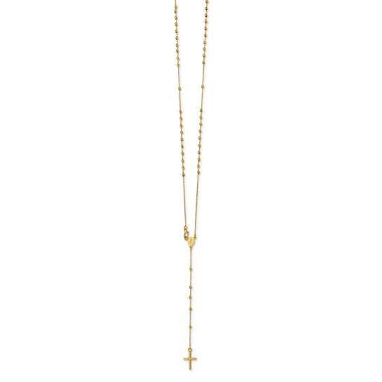 14kt Yellow Gold Polished Beaded Rosary 16.5 inch Necklace